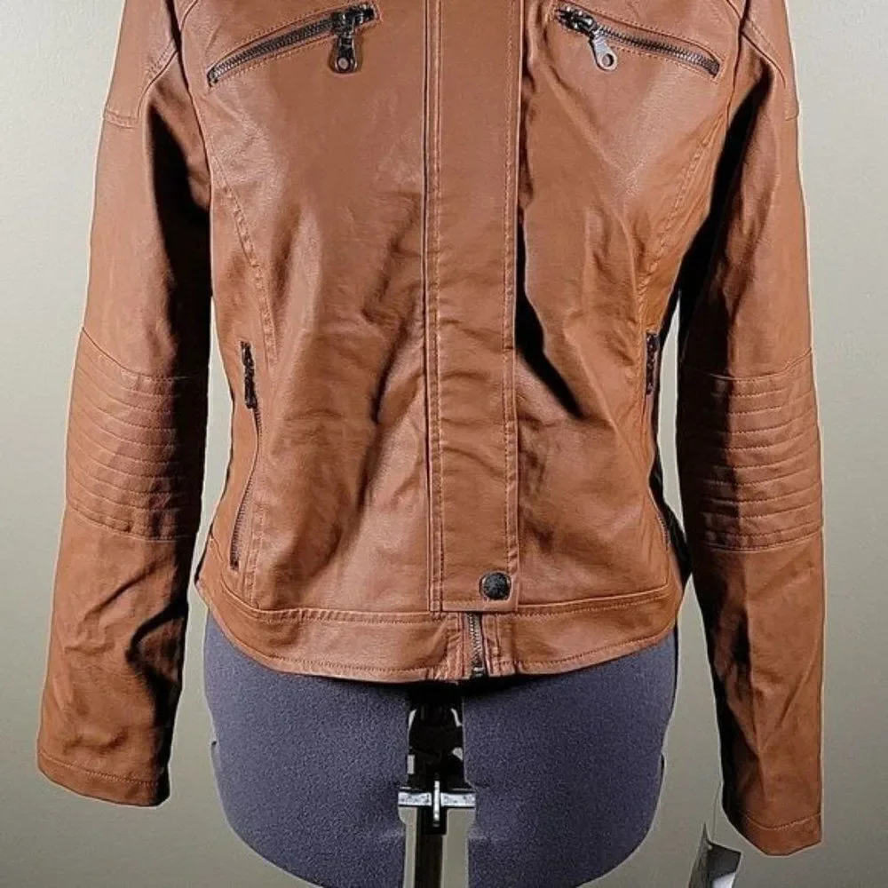 Maralyn & Me Juniors' Faux-Leather Moto Jacket Sz XS